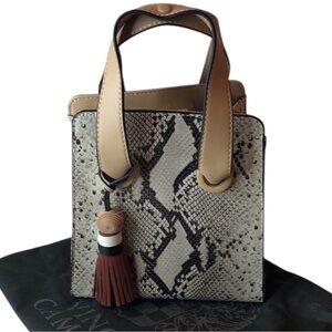 VINCE CAMUTO Suni Python Petite Satchel Snake Print Handbag Taupe Brown NEW NWT